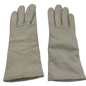 Vintage Fownes Womens 6.5 Ivory Leather Gloves With 100% Cashmere Lining 58g